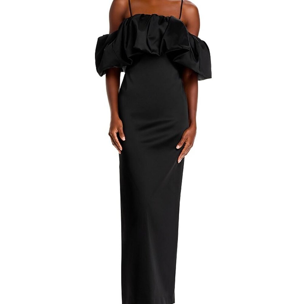 Simkhai Dorina Size 0 Black Off-the-Shoulder Ruffle Dress NWT Luxury Designer